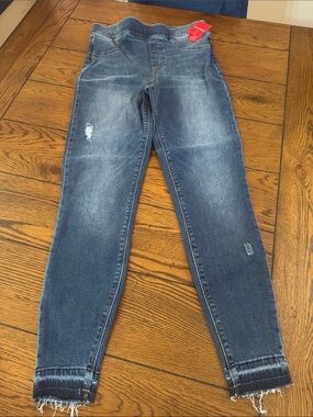 SPANX women’s Skinny Jeans in distressed Blue stretch Denim, M/M, New, runs sm